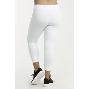 SOFRA Leggings Ribbed Waistband Full Length ONE SIZE WHITE